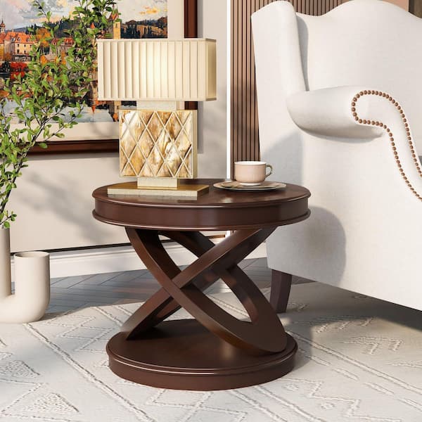 1-Piece 22 in. W x 22 in. D x 20 in. H Walnut Solid Wood and MDF