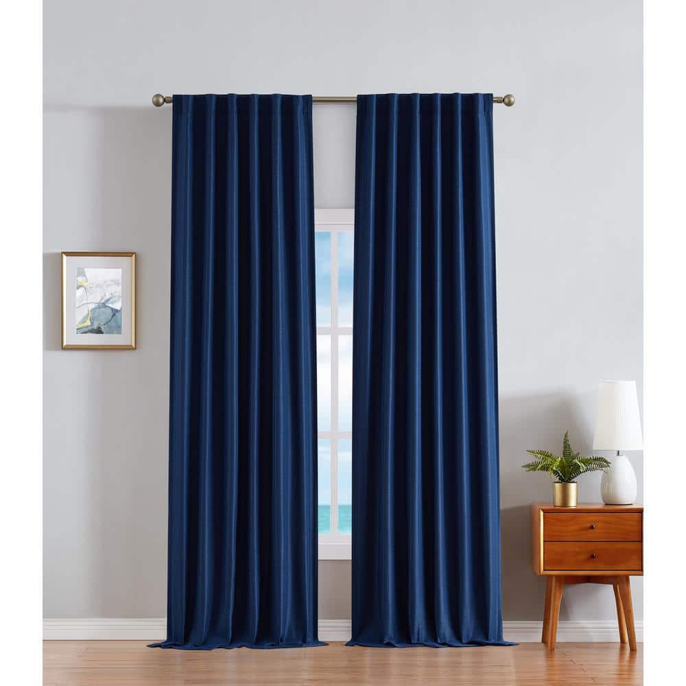 Nautica Robin Thermal Woven Room Darkening Indigo Back Tab Curtain