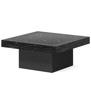 Allan 35 in. Black Square Wood Coffee Table with Adjustable LED Light Living Room