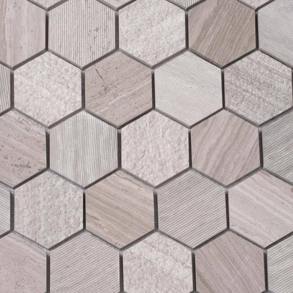 Gray Hexagon Marble Polished Mosaic Tile 12x12