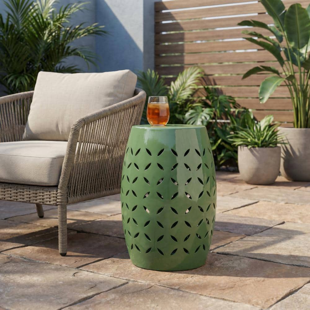 "12"" Outdoor Iron Side Table All-Metal End Table, Green" price history on PriceWatchPro