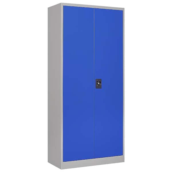 31.5 in. W x 70.87 in. H x 15.7 in. D 4 Shelves Metal Freestanding Garage Cabinet in Blue and Grey