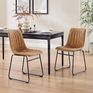 KACY Mocha Faux Leather Accent Dining Chairs (Set of 2)