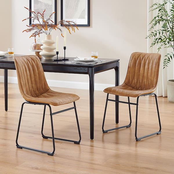 Art Leon KACY Mocha Faux Leather Accent Dining Chairs (Set of 2)
