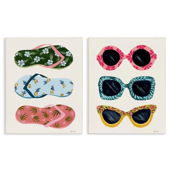 Stupell Industries Beach Ready Accessories by Yvette St. Amant 2 Pieces Unframed Abstract Graphic Art Print 30 in. x 24 in.
