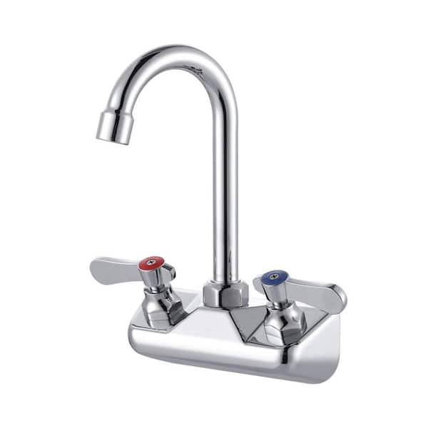 Double-Handle Wall Mount Standard Kitchen Faucet with Aerator in Polished Chrome