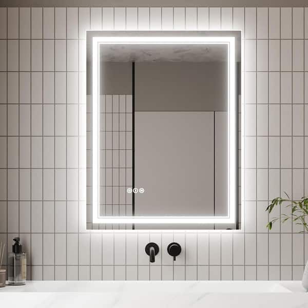 Staykiwi 28 in. W x 36 in. H LED Rectangular Glass Frameless Anti-Fog Wall Mounted Bathroom Vanity Mirror in White