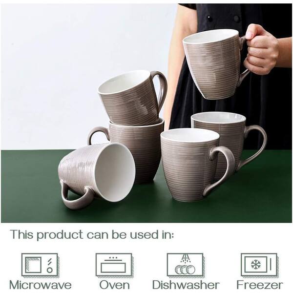 BOBOYM Coffee Mugs,Orange Coffee Mug Set of 6, 12 Oz Ceramic Coffee Cups  with Handle, Large Coffee Mugs for Coffee,Tea,Party
