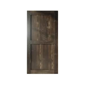 60 in. x 84 in. H-Frame Ebony Solid Natural Pine Wood Panel Interior Sliding Barn Door Slab with Frame