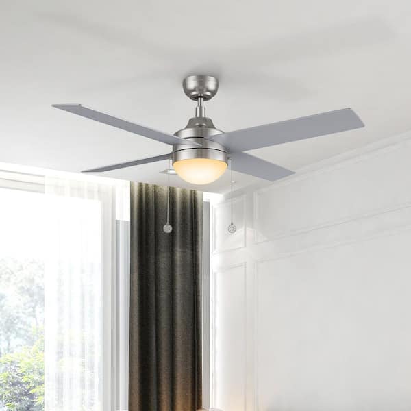 CARRO Visalia 52 in. Indoor Brushed Nickel Downrod Standard 3-Speed DC Ceiling Fan with Dimmable LED and Pull Chain