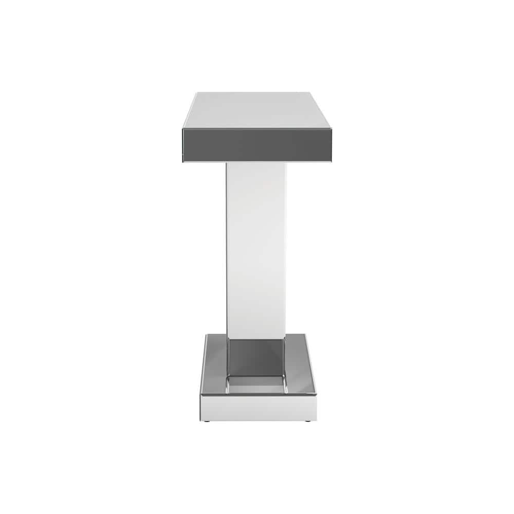 Silver Mirrored Glass and Wood Console Table, 47"