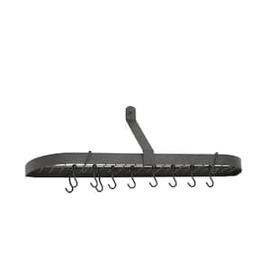 36 in. x 9 in. x 10.75 in. Graphite Wall Pot Rack with 12-Hooks