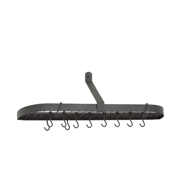 Old Dutch 36 in. x 9 in. x 10.75 in. Graphite Wall Pot Rack with 12-Hooks