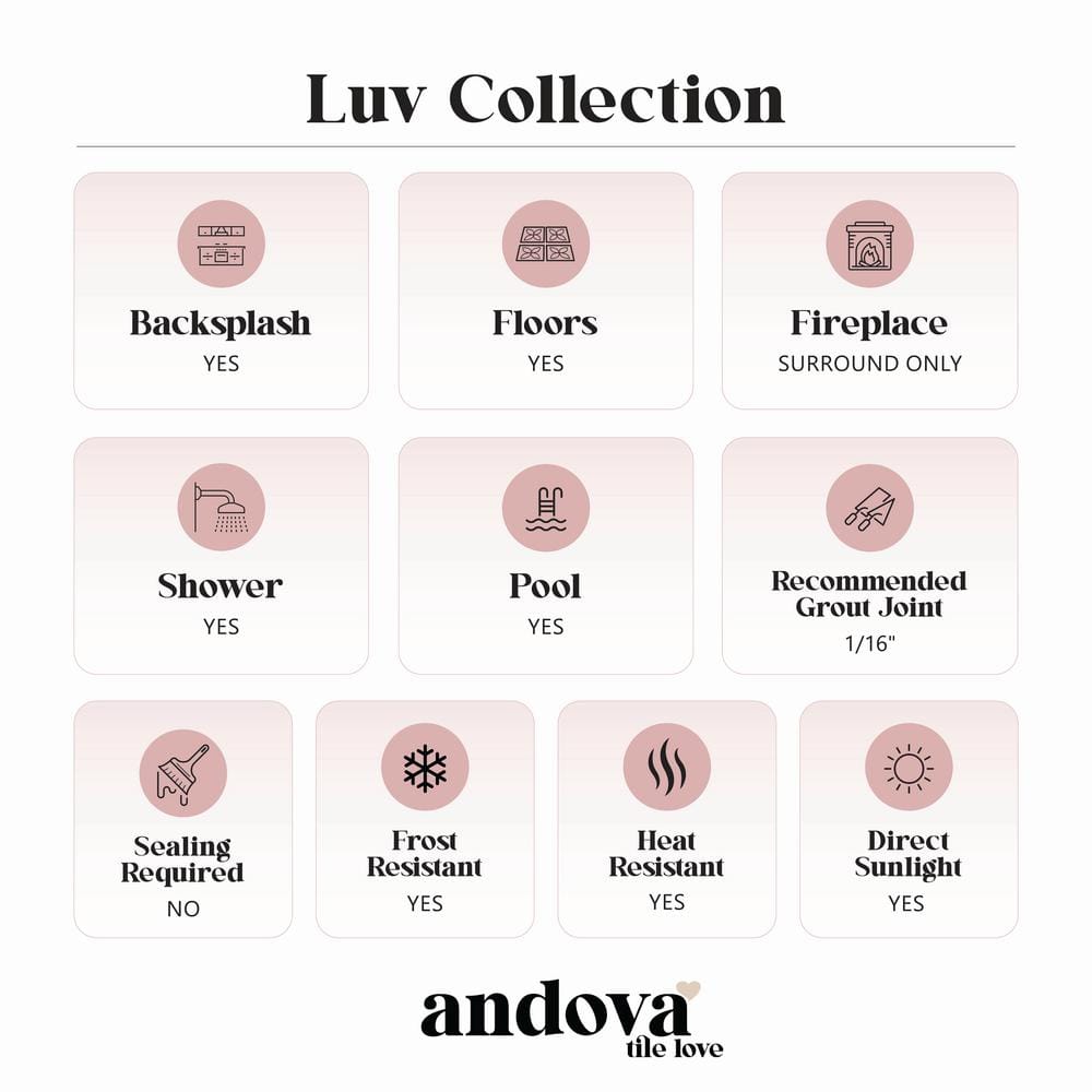 Luv Ahava 8" Gray and White Geometric Porcelain Tile