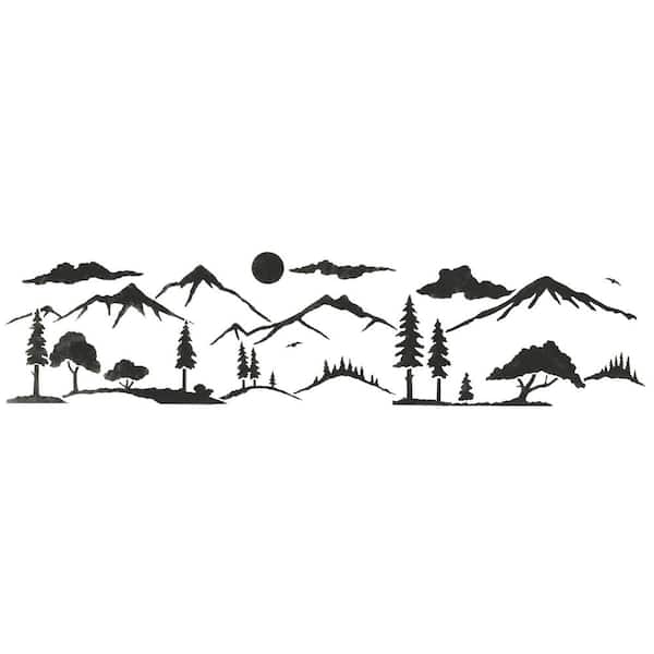 Designer Stencils Mountain Silhouette Landscape Wall Stencil SKU #3146