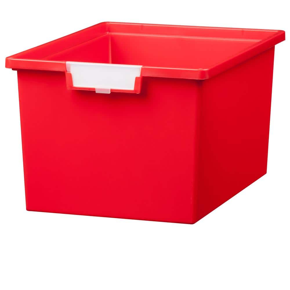 16 Gal. 9 in. Slim Line Triple Depth Storage Tote in Primary Red (Pack of 3