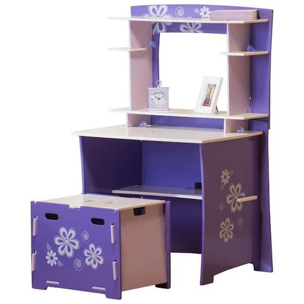 RST Brands Legare Flower Power Desk in Purple and White
