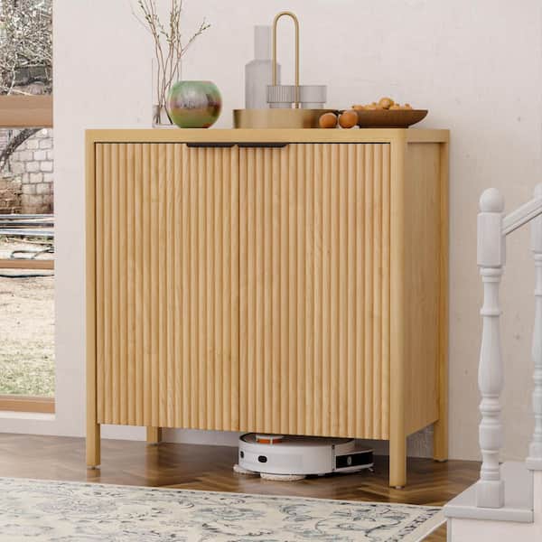 Yellow Wood 31.1 in. W Modern Sideboard with Adjustable Shelf