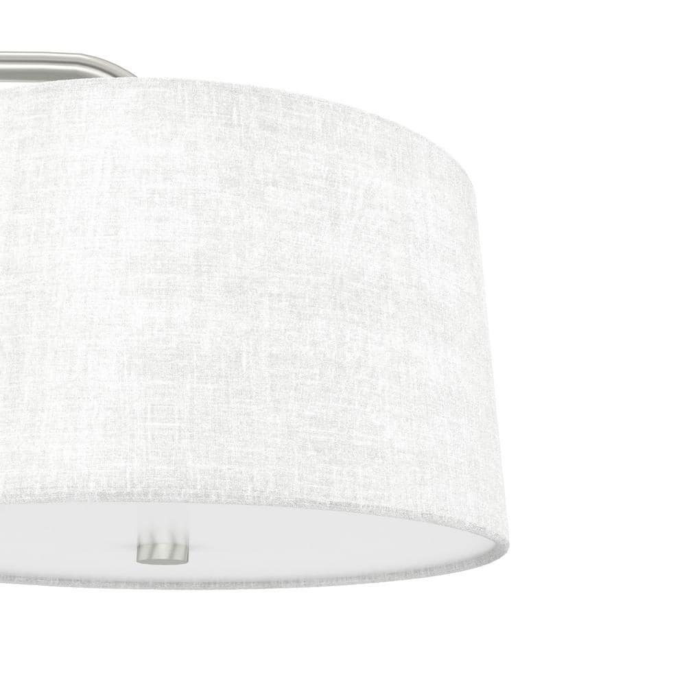 Cottage Hill Brushed Nickel 4-Light Linear Island Pendant with Off-White Linen Shade