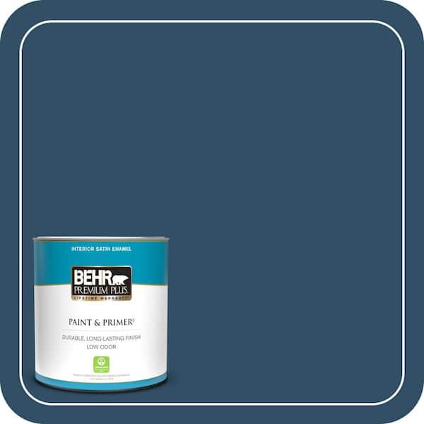 BEHR PREMIUM PLUS 1 qt. #ECC-53-3 Outer Space Satin Enamel Low Odor Interior Paint & Primer