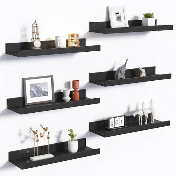 Unbranded Floating Shelves 15.7 in W x 5.1 in D Black Wall Mounted Wood Shelves Decorative Wall Shelf