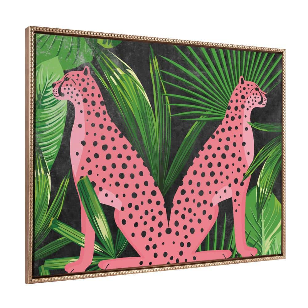 Kate and Laurel Mid-Century Jungle Cheetah Framed Canvas