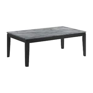 47.25 in. Faux Grey Marble and Black Rectangular Wood Top Coffee Table