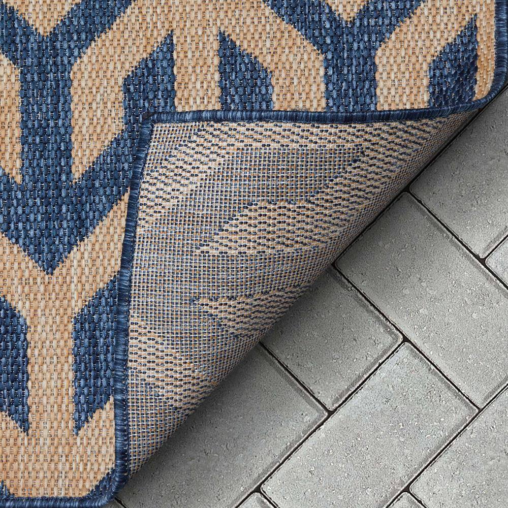 Aegean Blue Flat-Woven Synthetic Reversible Outdoor Rug