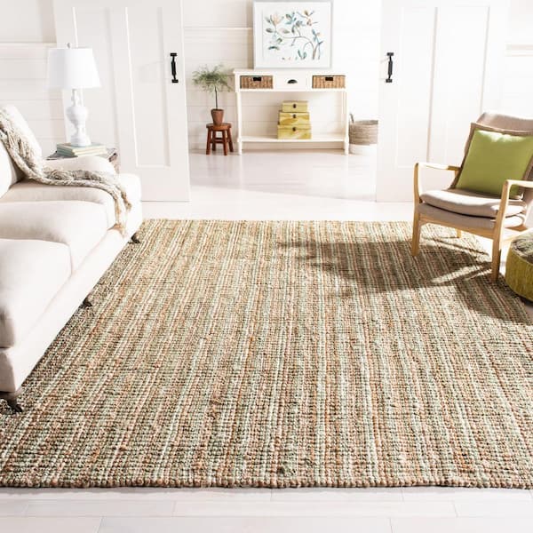 Natural Fiber Sage/Beige 8 ft. x 8 ft. Square Solid Area Rug