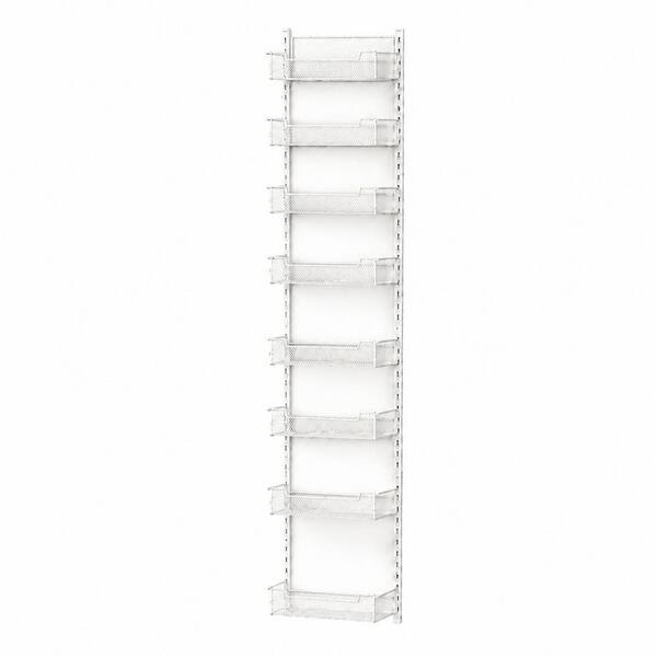 8-Shelf White Over the Door Adjustable Basket Organizer for Pantry Kitchen Storage and Spice Rack