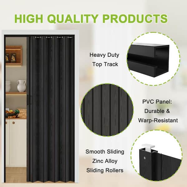ARK DESIGN 96 in. x 80 in. Black Woodgrain Vinyl PVC Accordion