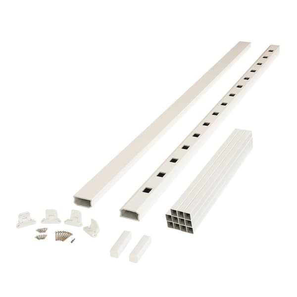 Fiberon BRIO 42 in. x 96 in. (Actual: 42 in. x 94 in.) White PVC Composite Stair Railing Kit w/Square Composite Balusters