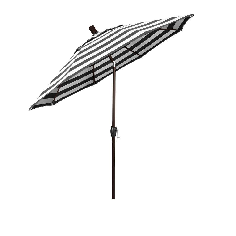 7.5 ft. Black and White Striped Aluminum Market Umbrella