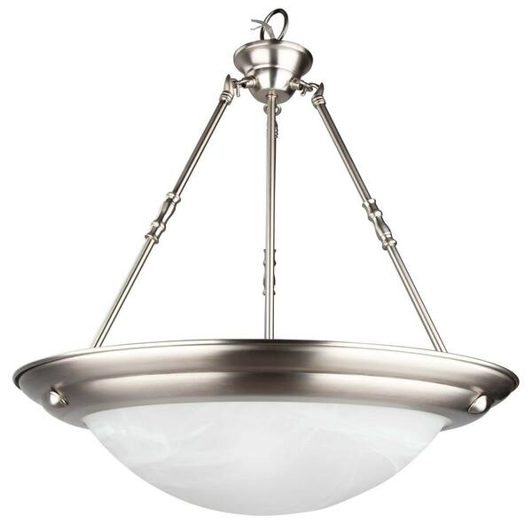 2 Light Brushed Nickel Center Bowl Pendant Lighting With Alabaster Glass Shade 303750 The Home Depot - Glass Bowl Pendant Light