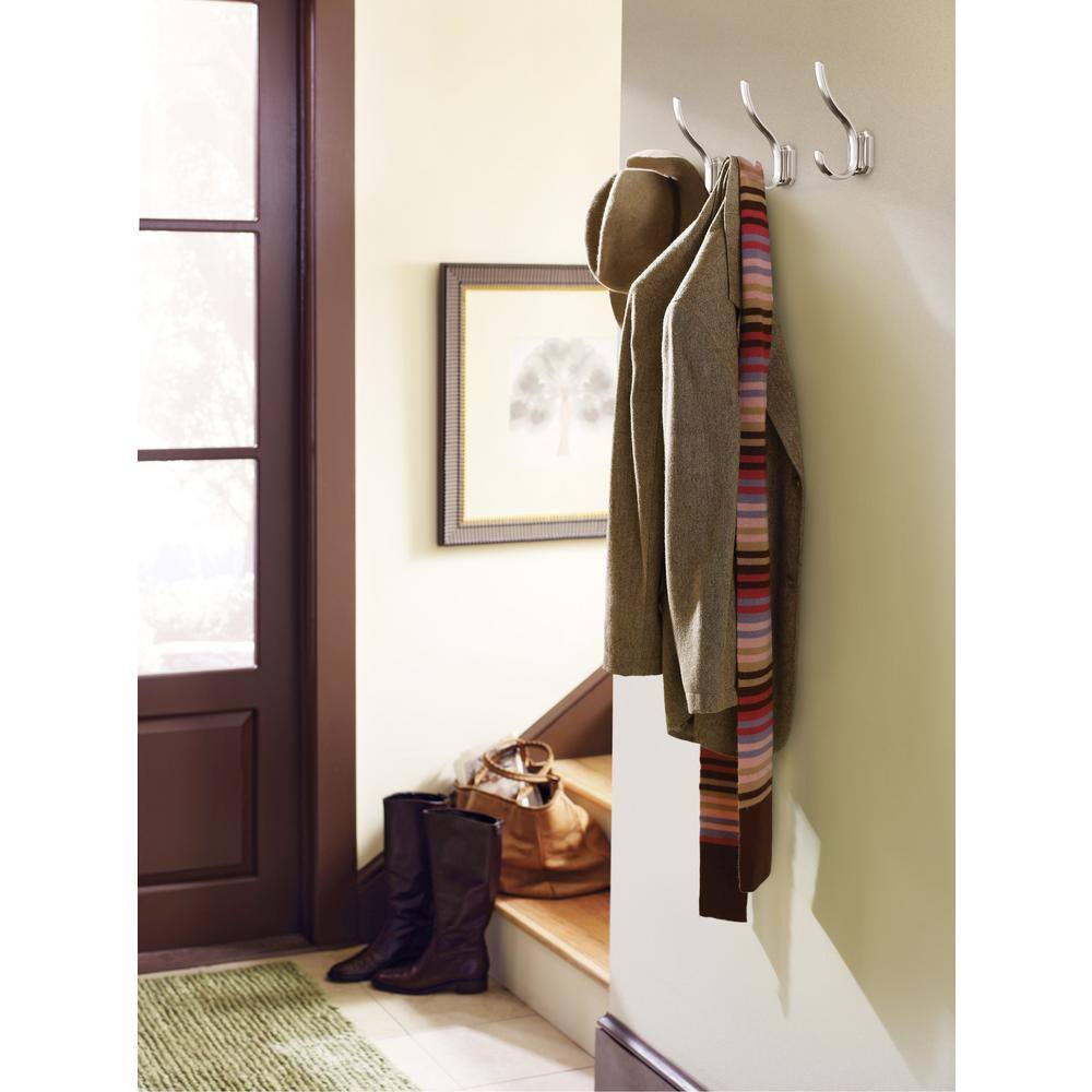 Polished Nickel Double Prong Decorative Wall Hook