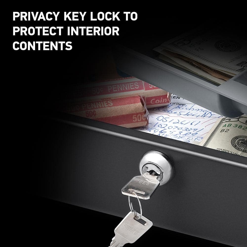 Compact Steel Cash Safe with Key Lock and Foldable Handle