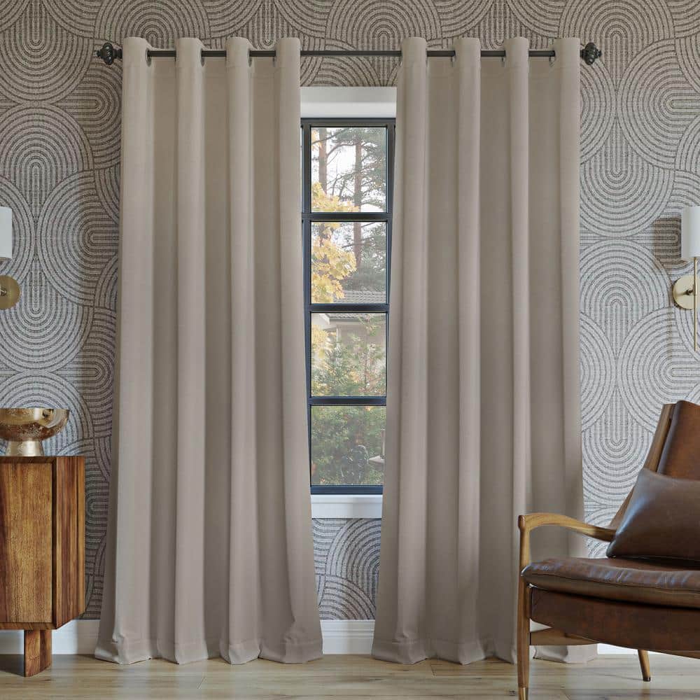 Sun Zero Oslo Theater Grade Stone Polyester Solid 52 In W X 108 L Thermal Grommet Blackout Curtain 57829 The