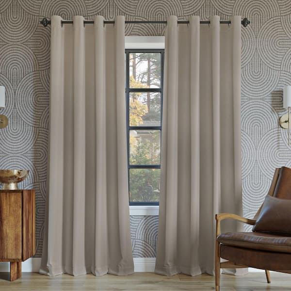 Sun Zero Oslo Theater Grade Stone Polyester Solid 52 in. W x 108 in. L Thermal Grommet Blackout Curtain