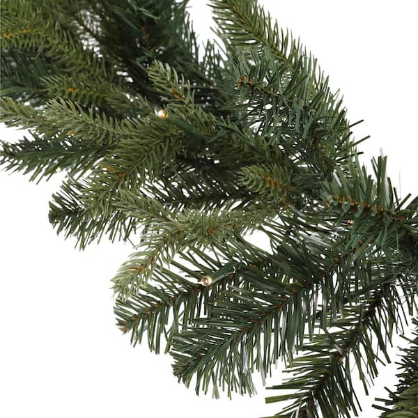 Home Accents Holiday - 12 ft. Pre-Lit Norway Garland with Battery Operated Warm White LED Light