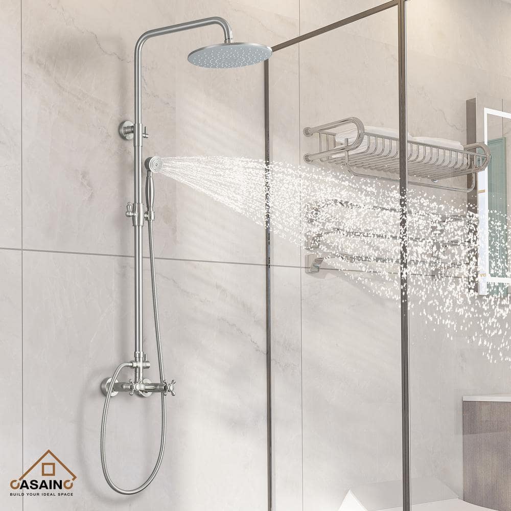 Brushed Nickel Adjustable Rainfall and Handheld Shower System