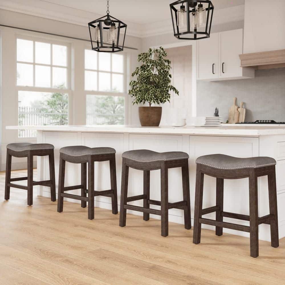 Rectangular Kitchen Stools HOME IMPORTS EMPORIUM Gray Finish, Rectangle Seat Counter-Height Bar ...