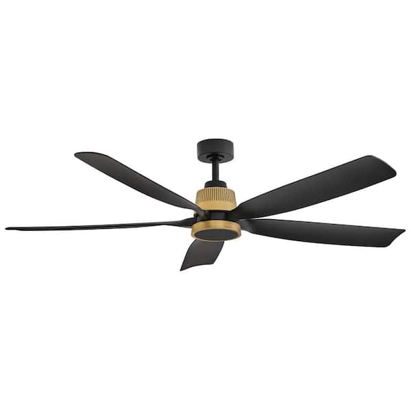 Bodin 64.0 in. Indoor/Outdoor Integrated LED Heritage Brass Ceiling Fan with Remote Control