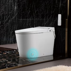 Intelligent 1.28 GPF Elongated Smart Toilet Bidet in White with Foot Sensor Function, Auto Open and Auto Close