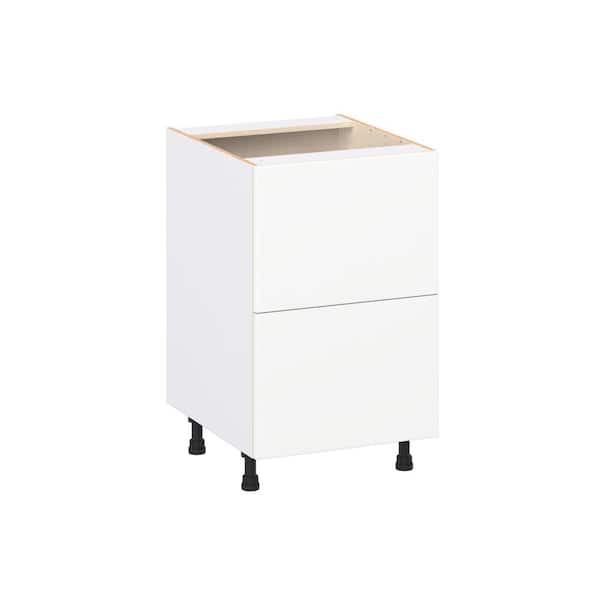 Timberline 21 in. W x 24 in. D x 34.5 in. H Assembled Slab Drawer Base Kitchen Cabinet in Bright White with 2-Drawers