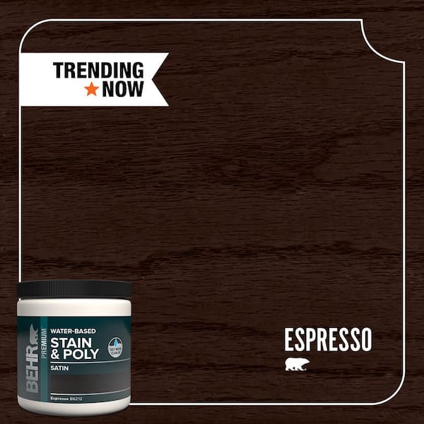 BEHR 8 oz. TIS-312 Espresso Satin Semi-Transparent Water-Based Interior Wood Stain and Poly in One