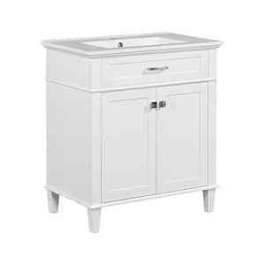 Art 30 in. W x 18 in. D x 34 in. H Single Sink Bathroom Vanity in white with ceramic Top