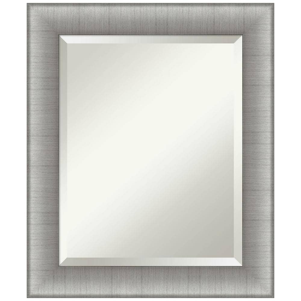 Elegant Brushed Pewter Medium Rectangular Vanity Mirror