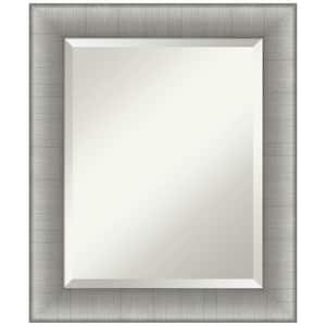 Medium Rectangle Pewter Silver Metallic Beveled Glass Modern Mirror (24.75 in. H x 20.75 in. W)