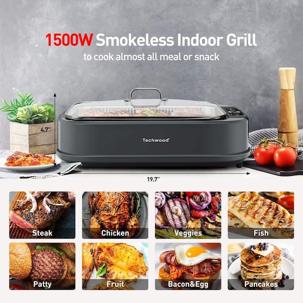 Smokeless Indoor Grill, 110 sq.in 1500W Electric BBQ Grill with