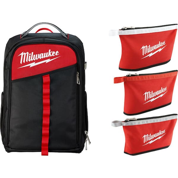 Milwaukee 14 in. Low Profile Backpack with 12 in. Zipper Tool Bag in Multi-Color (3-Pack)